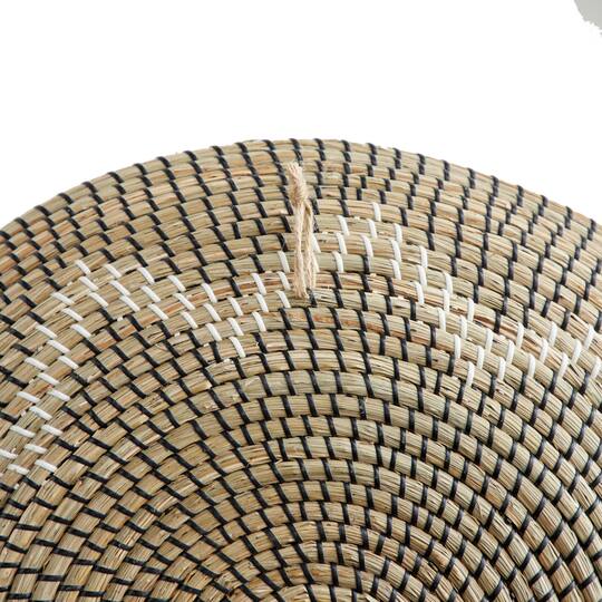 Set of 3 Natural Brown Seagrass Traditional Abstract Wall Decor, 29", 24", 20"
